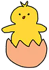 卵から顔を出すひよこのイラスト